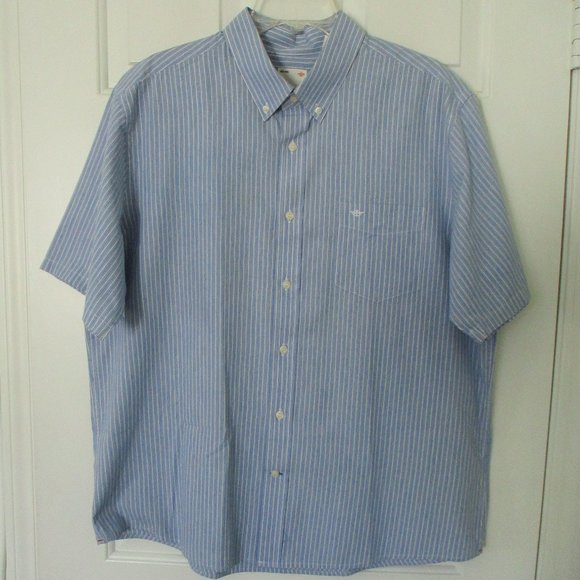 Dockers Mens S/S Blue Cotton Button Down Casual Shirt - Size XL - Picture 3 of 3